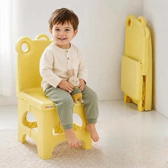 Kids Folding Plastic Chair – Cute Bear Design
